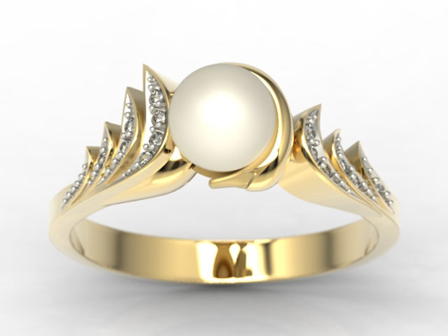 złoty pierścionek z perłą
