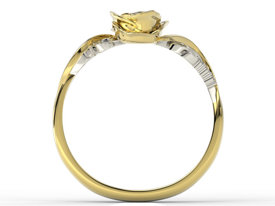 Pierścionek złoty w kształcie róży z białym szafirem i brylantami LP-7715ZB