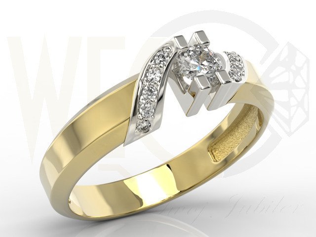 Zestaw: pierścionek, kolczyki i wisiorek z żółtego i białego złota z diamentami JP-66ZB-ZEST