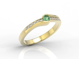 Pierścionek z żółtego złota ze szmaragdem i brylantami 0,05 ct wzór BP-3413Z-R