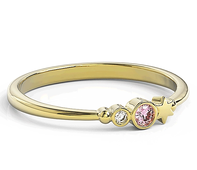 Pierścionek z żółtego złota z cyrkoniami Swarovski Różowy BP-6707Z-C/PINK