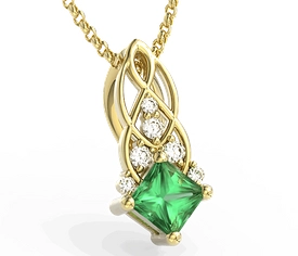 Wisiorek z żółtego złota z zielonym topazem Swarovski i brylantami BPW-86Z