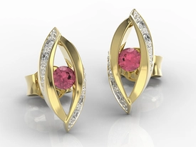 Kolczyki z żółtego złota z rubinami i diamentami LPK-60Z-R