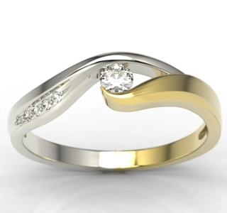 Pierścionek zaręczynowy z żółtego i białego złota z diamentami 0,18 ct wzór LP-7818ZB