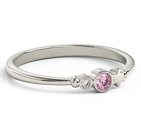 Pierścionek z białego złota z cyrkoniami Swarovski Różowy BP-6709B-C/PINK