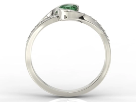 Pierścionek z białego złota ze szmaragdem i diamentami model AP-6139B