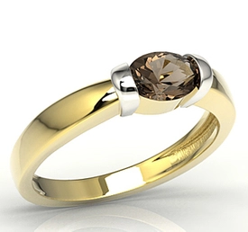 Pierścionek z żółtego i białego złota z kwarcem dymnym AP-67ZB-KWA