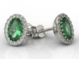 Kolczyki z białego złota ze szmaragdami i diamentami APK-49B