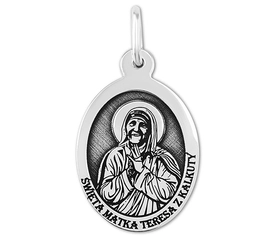 Medalik srebrny z wizerunkiem Św. Matki Teresy z Kalkuty