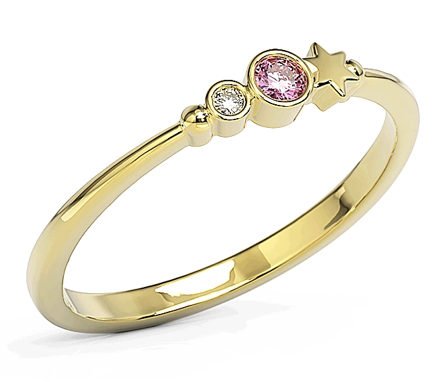 Pierścionek z żółtego złota z cyrkoniami Swarovski Różowy BP-6707Z-C/PINK