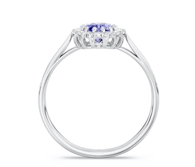 Pierścionek markiza z białego złota z tanzanitem i diamentami 0,21 ct wzór BP-12B