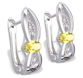 Kolczyki z białego złota z cytrynami i diamentami LPK-39B