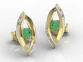 Kolczyki z żółtego złota ze szmaragdami i diamentami LPK-60Z-R