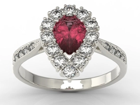 Pierścionek z białego złota z rubinem i diamentami 0,48 ct wzór AP-29B