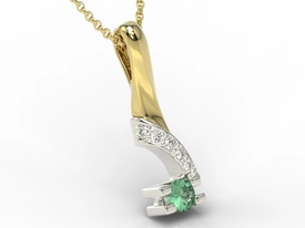 Wisiorek z żółtego i białego złota ze szmaragdem i diamentami JPW-66ZB
