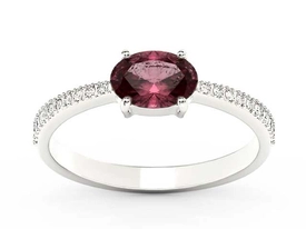 Pierścionek z białego złota z rubinem i cyrkoniami BP-58B-C