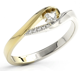 Pierścionek z żółtego i białego złota z cyrkoniami BP-70ZB-C