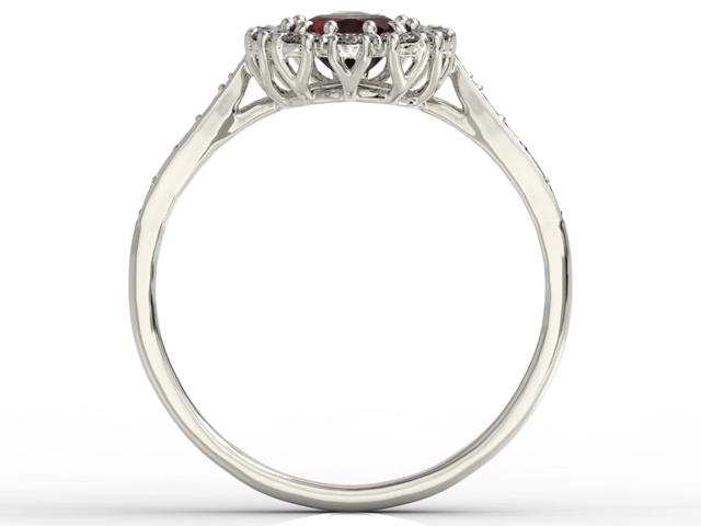 Pierścionek z białego złota z granatem i diamentami 0,48 ct wzór AP-29B
