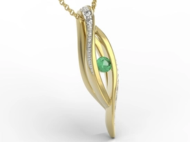 Wisiorek z żółtego złota ze szmaragdami i diamentami LPW-60Z-R