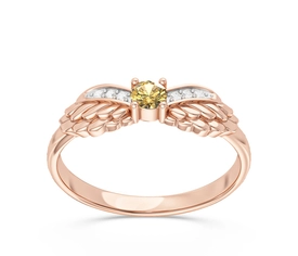 Pierścionek z różowego złota z cytrynem i brylantami CP-62P