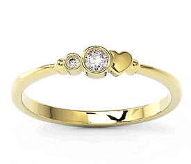 Pierścionek z żółtego złota z cyrkoniami lavendową i białą Swarovski BP-6809Z-C