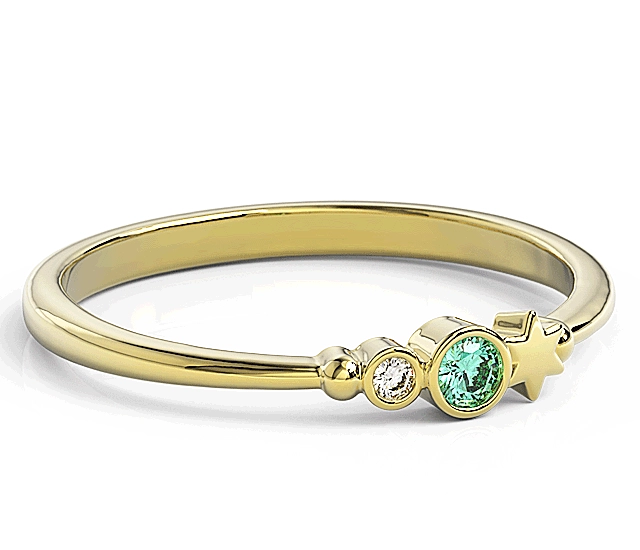 Pierścionek z żółtego złota z cyrkoniami Swarovski Mięta BP-6707Z-C/MINT