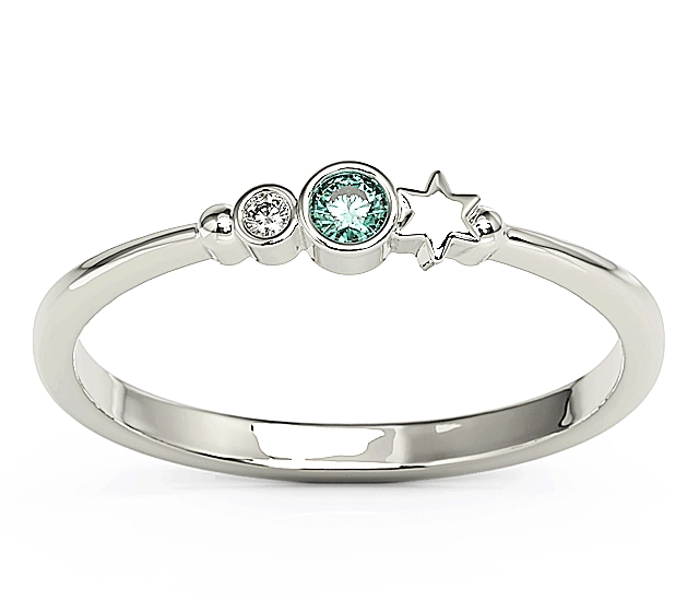 Pierścionek z białego złota z cyrkoniami Swarovski Mięta BP-6707B-C/MINT