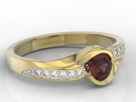 Pierścionek z żółtego złota z granatem i diamentami model AP-6139Z-R