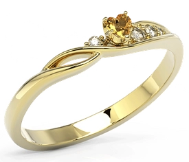 Pierścionek z białego i żółtego złota z topazem Swarovski Honey i brylantami BP-81BZ