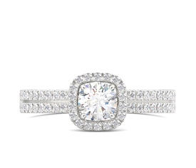 Pierścionek z białego złota z białym topazem Swarovski i diamentami BP-52B