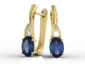 Kolczyki z żółtego złota z szafirami i diamentami APK-60Z-R