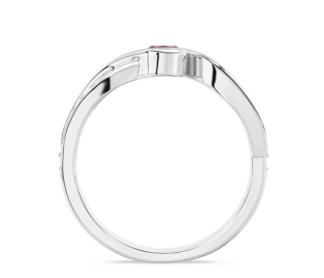 Pierścionek z białego złota z rubinem i brylantami 0,14 ct wzór BP-2839B