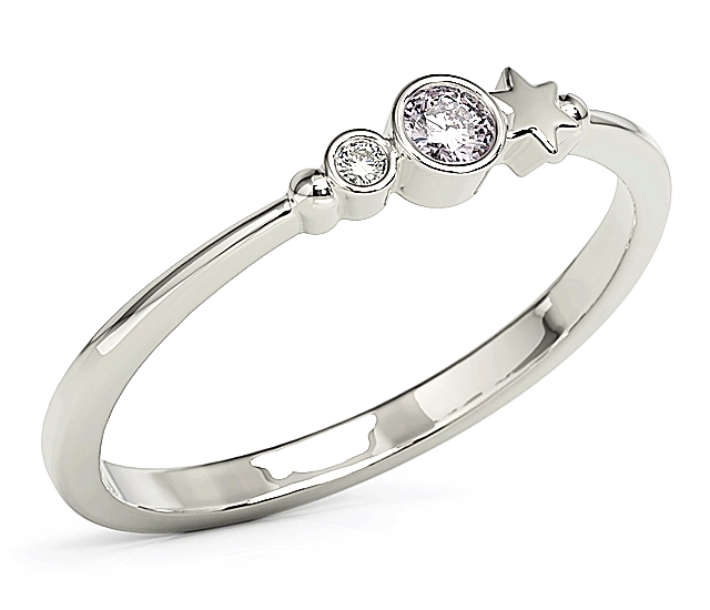 Pierścionek z białego złota z cyrkoniami Swarovski Lawenda BP-6709B-C/LAV