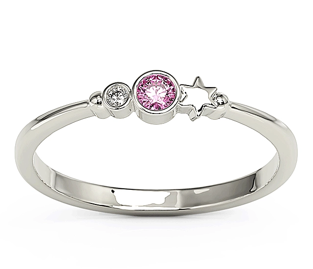 Pierścionek z białego złota z cyrkoniami Swarovski Różowy BP-6709B-C/PINK