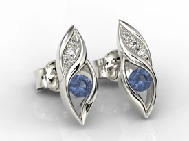 Kolczyki z białego złota z szafirami i diamentami APK-51B