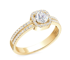 Pierścionek z żółtego złota z białym topazem Swarovski i cyrkoniami BP-52Z-C