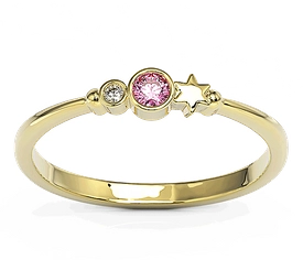 Pierścionek z żółtego złota z cyrkoniami Swarovski Różowy BP-6709Z-C/PINK