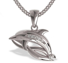 Wisiorek z białego złota w kształcie delfina LPW-28B