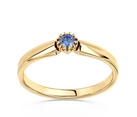 Pierścionek zaręczynowy z żółtego złota z topazem London blue BP-2110Z