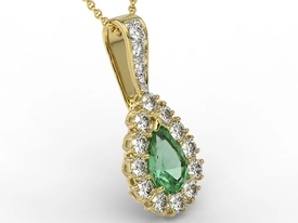 Wisiorek z żółtego złota ze szmaragdemi i diamentami APW-29Z-R