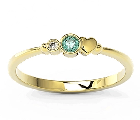 Pierścionek z żółtego złota z cyrkoniami Swarovski mietową i białą BP-6809Z-C