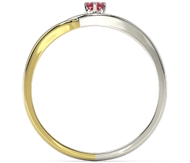 Pierścionek z białego i żółtego złota z topazem Swarovski Red i brylantami BP-81BZ