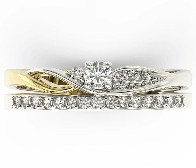Pierścionek z białego i żółtego złota z cyrkoniami Swarovski BP-77BZ-C