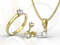 Zestaw: Pierścionek, kolczyki i wisiorek z żółtego i białego złota z cyrkonią LP-8027ZB-C-ZEST