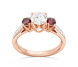 Pierścionek z różowego złota z rubinami i brylantami CP-31P