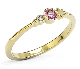Pierścionek z żółtego złota z cyrkoniami Swarovski Róż BP-6711Z-C/PINK