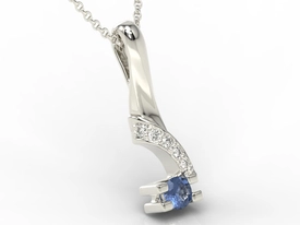 Wisiorek z białego złota z szafirem i diamentami JPW-66B