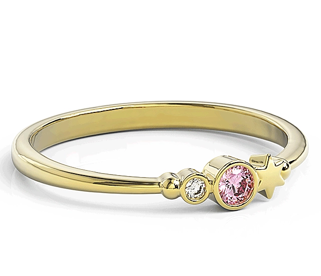 Pierścionek z żółtego złota z cyrkoniami Swarovski Różowy BP-6709Z-C/PINK