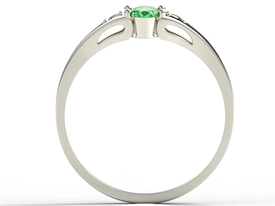 Pierścionek z białego złota JP-22B ze szmaragdem i diamentami 0,04 ct.