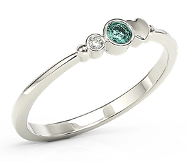 Pierścionek z białego złota z cyrkoniami Swarovski mietową i białą BP-6809B-C